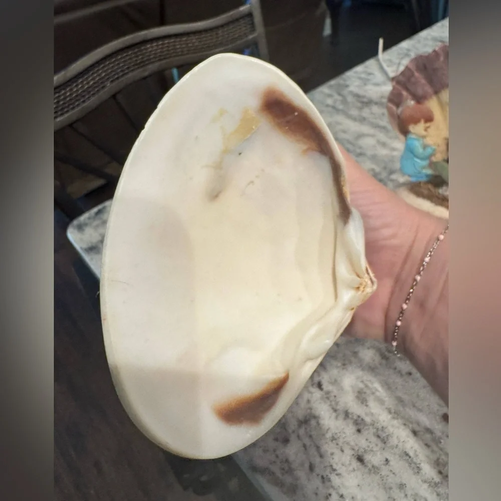 Handcrafted Shell Art with Cross & Flowers decor Galveston tx 7x5in